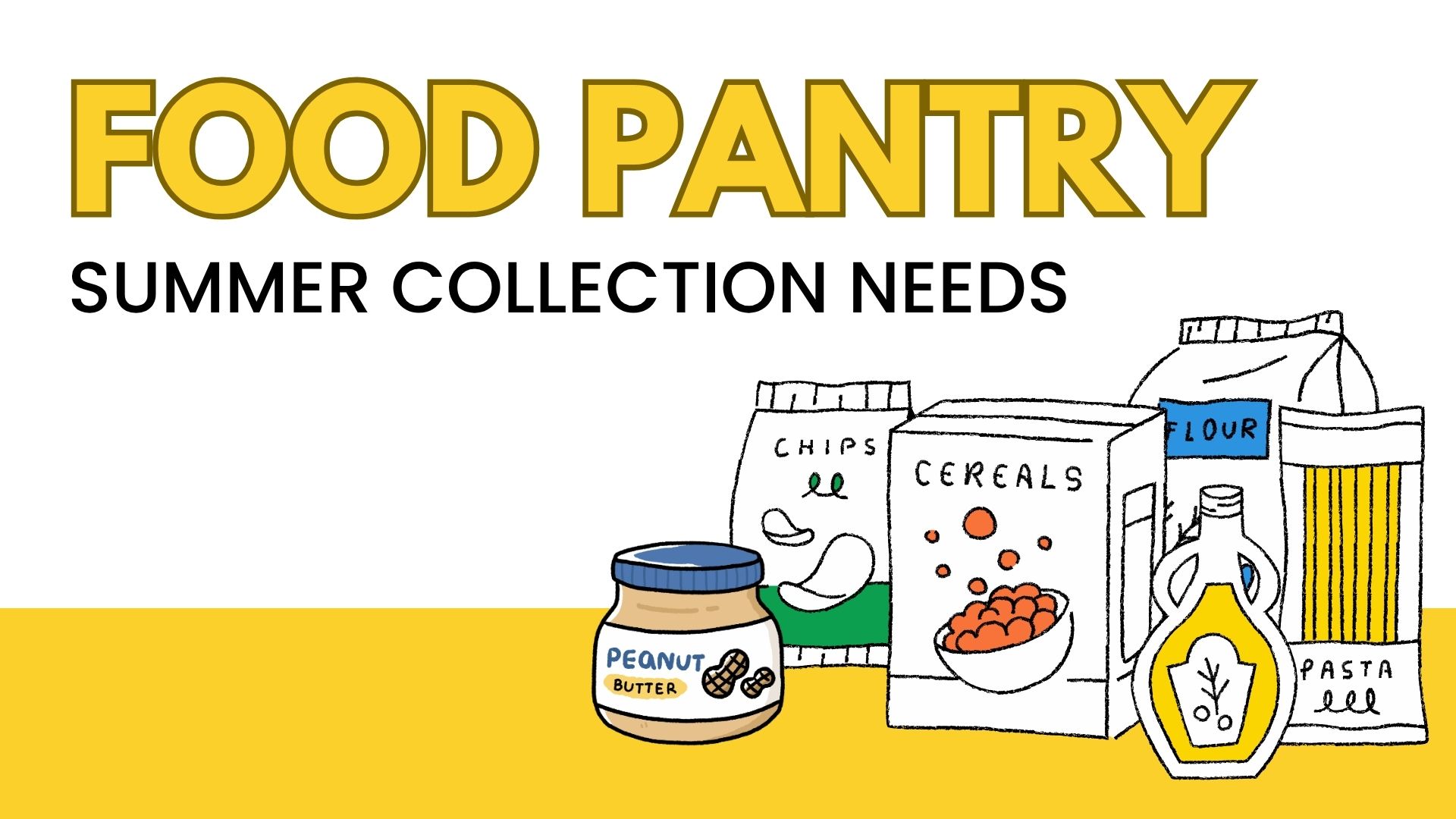 Black White Sketchy Illustrated Food Pantry Flyer